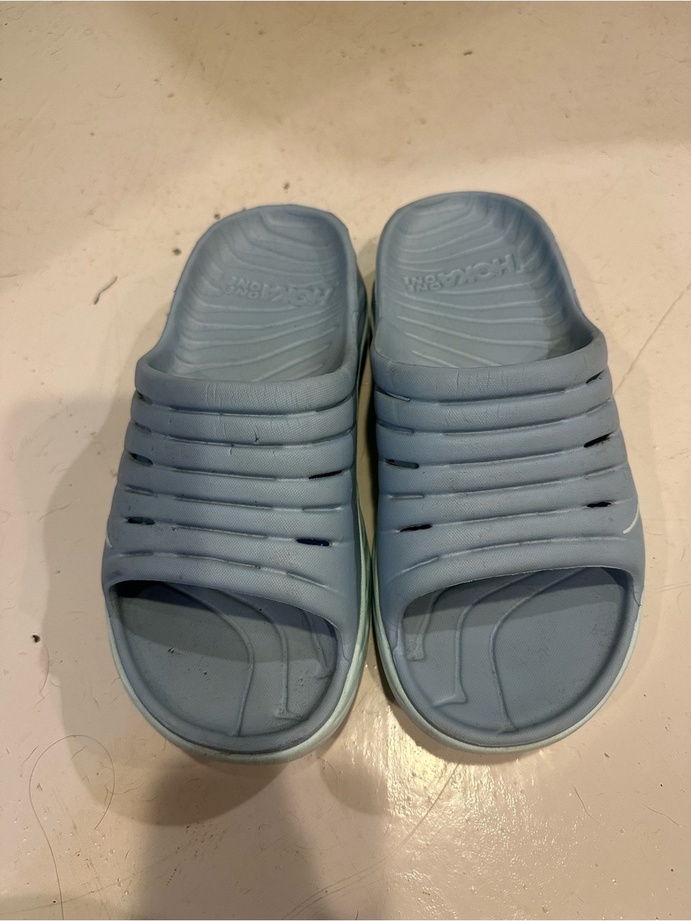 Hoka One One Light Blue Slide Sandals
